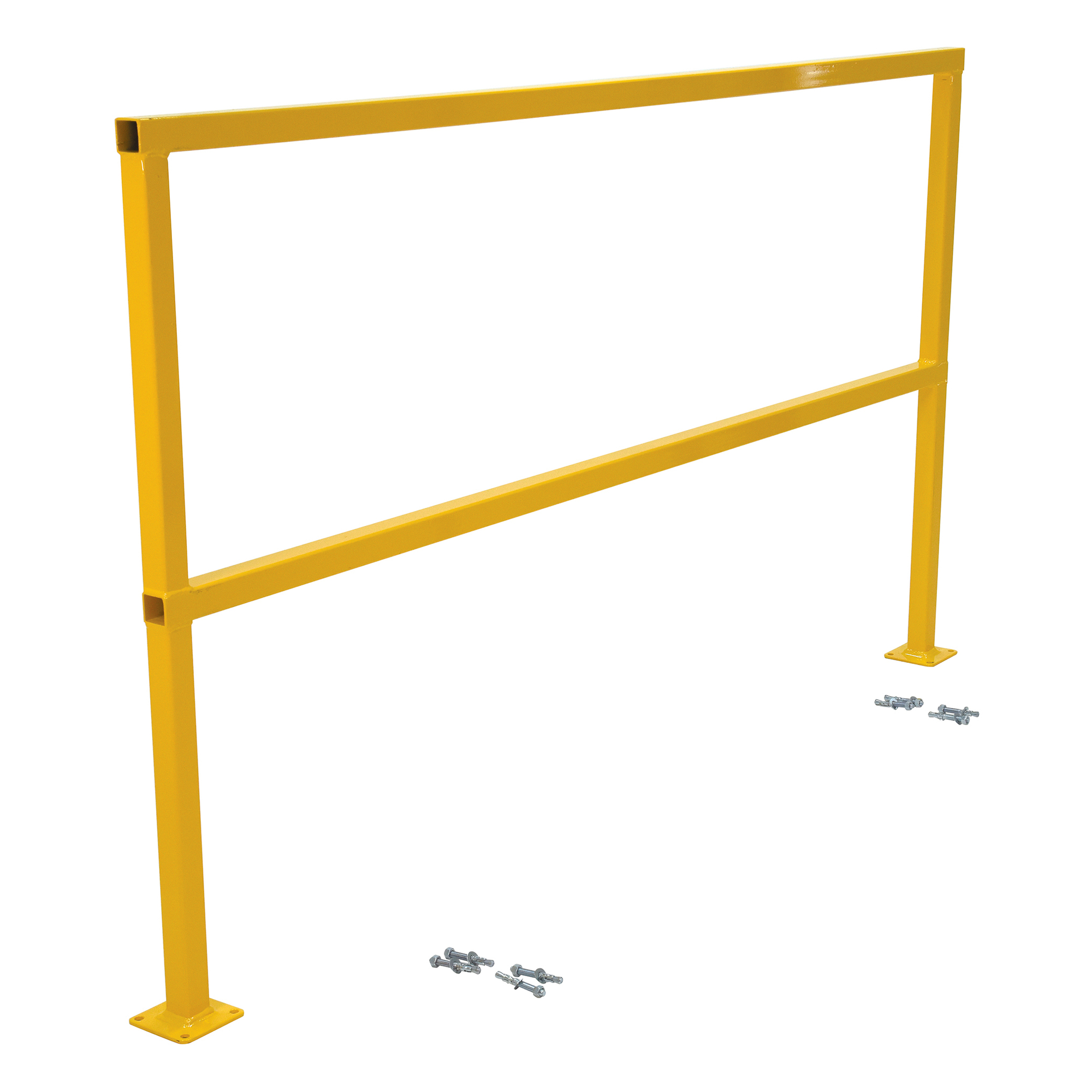 Vestil Steel Safety Handrail with Hardware — 110.5in. x 4in. x 44in., Yellow, Model# SQ-108-HWR